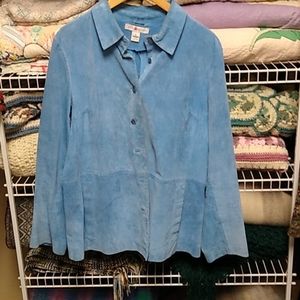 Suede leather jacket, light blue, lined